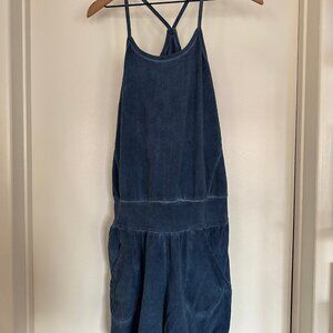 Ripple Stonewash Short Yoga Jumpsuit in Navy Stonewash